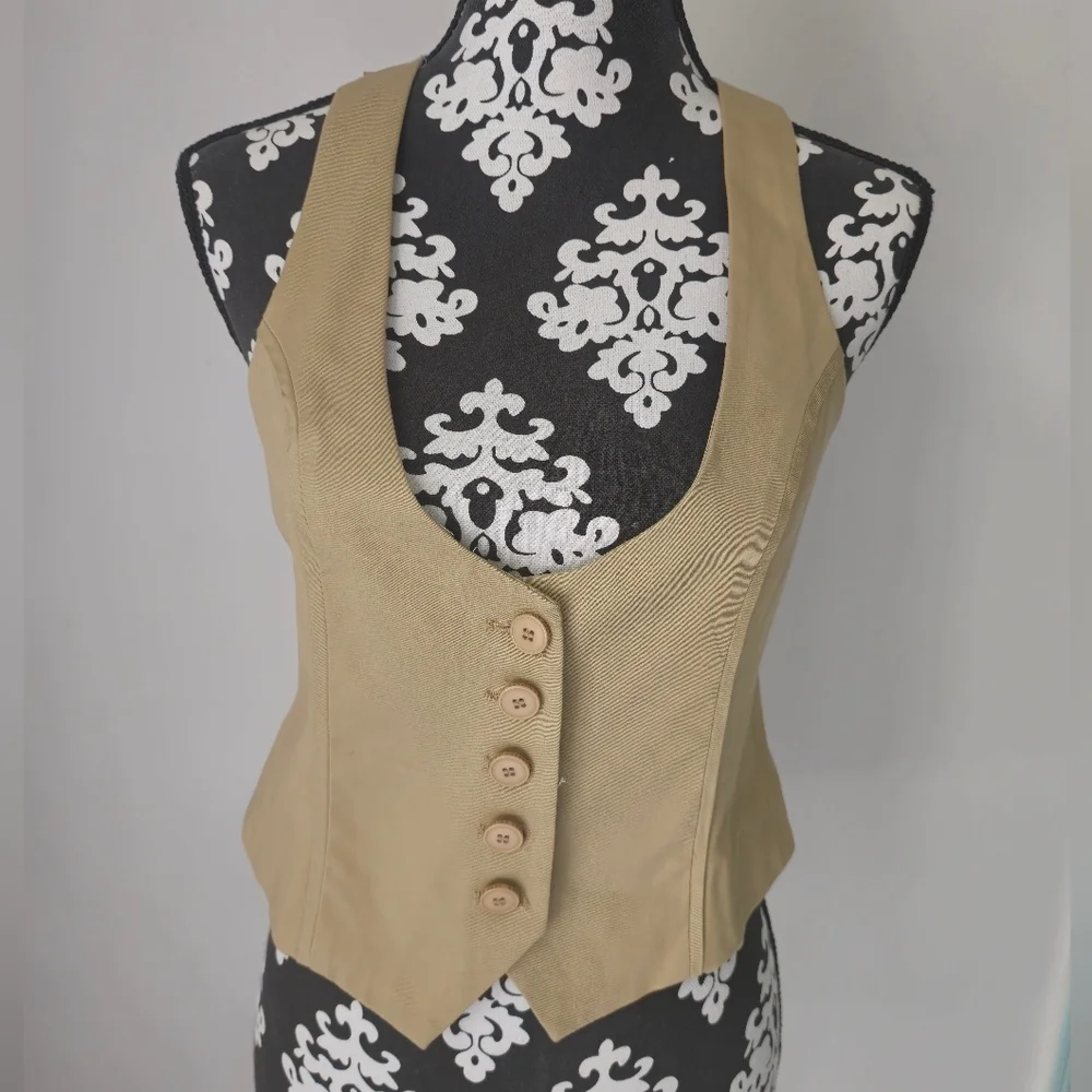New York Company Stretch beige vest size 2 - Picture 2 of 8